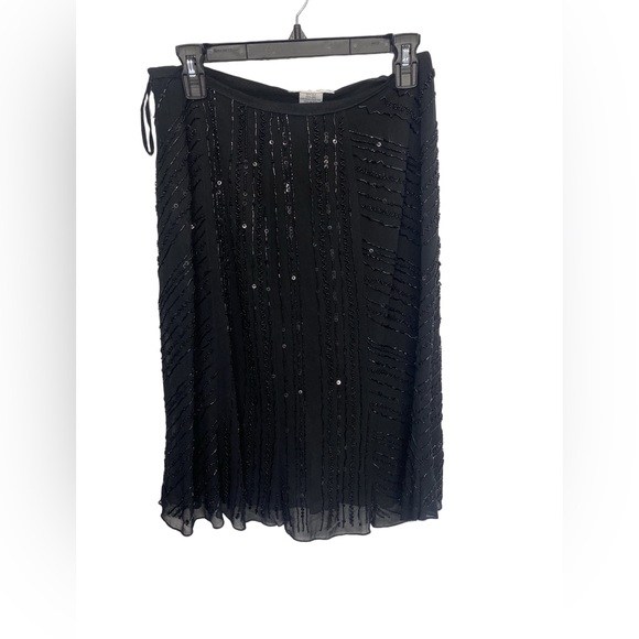zelda Dresses & Skirts - Zelda 100% Silk Beaded Sequin Midi Skirt Black Size 4